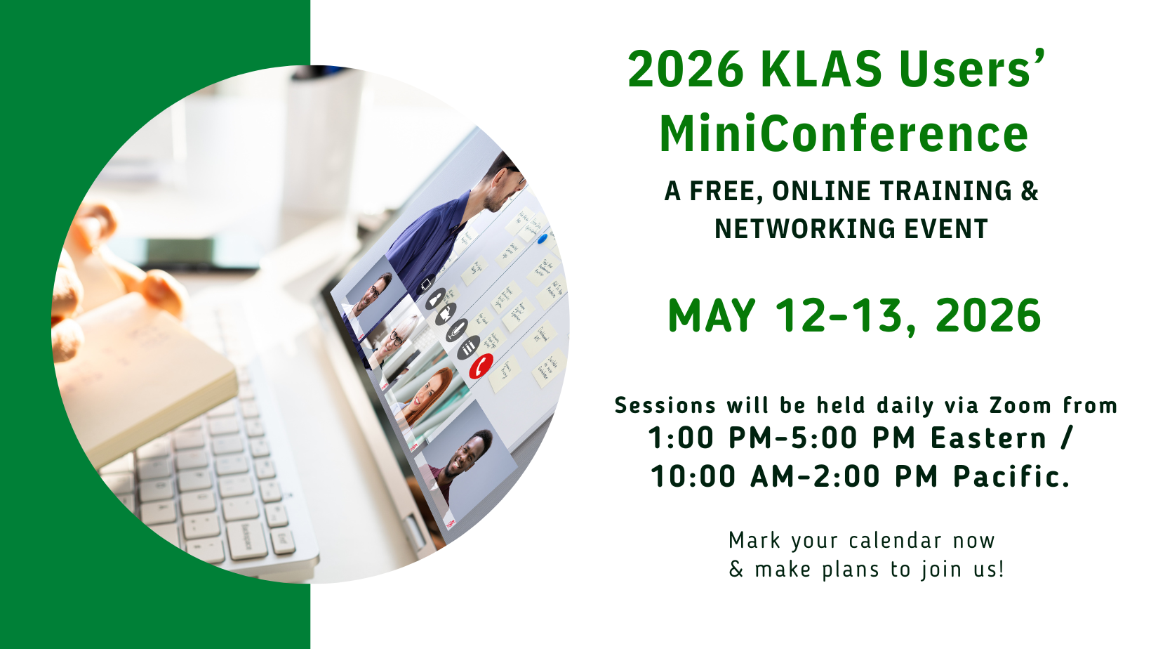 2026 KLAS Users' MiniConference graphic for May 12-13, 2026.