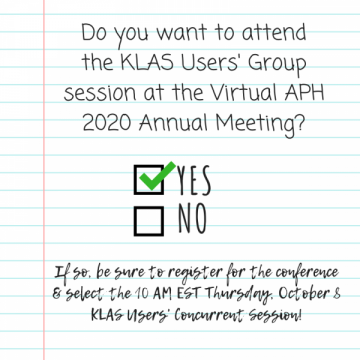 KLAS at Virtual APH 2020 Annual Meeting