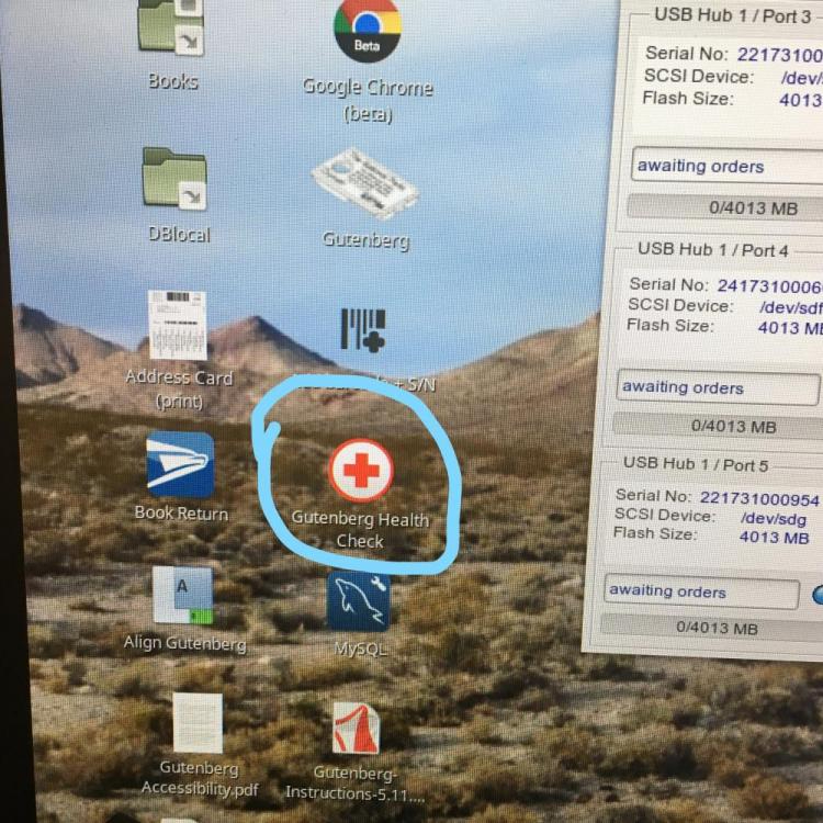 screen shot of Gutenberg desktop with HealthCheck icon circled