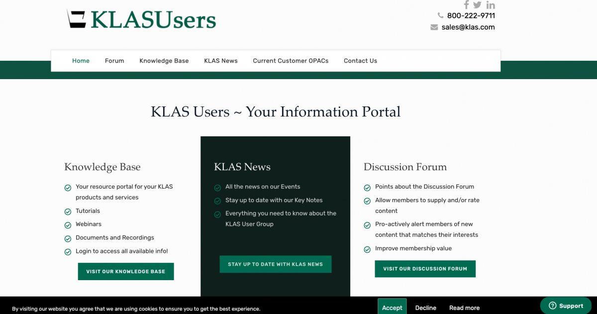 Screenshot of the new KLASusers.com home page